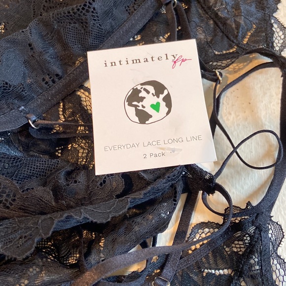 Free people Everyday Lace Longline Bralette black size small -set of 2 - Picture 4 of 4